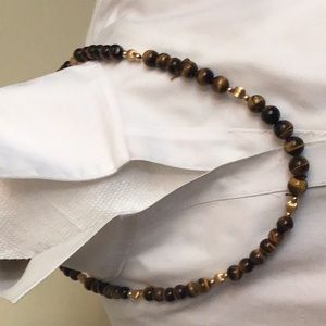 Authentic tiger eye necklace with 14k gold beads.